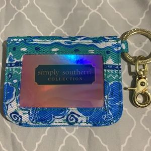 NWT Simply Southern Blue Hibi Snap Wallet Keychain